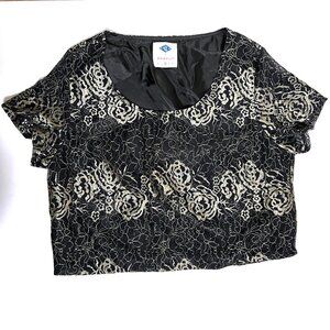 Wild Blue x Sadie Robertson Black Gold Floral Crop Top (medium)